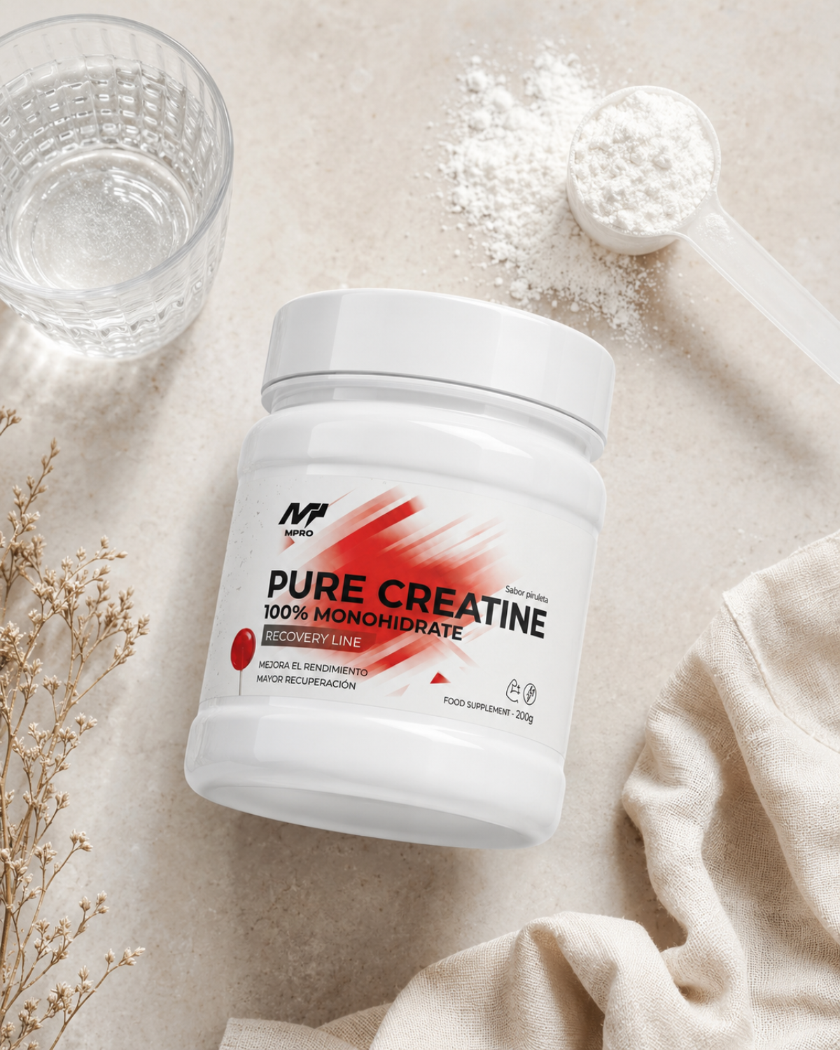 PURE CREATINA 100% MONOHYDRATE - Sabor Piruleta